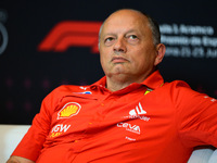 Frederic Vasseur of Scuderia Ferrari is speaking during the official team principal press conference of the Spanish GP, the 10th round of th...