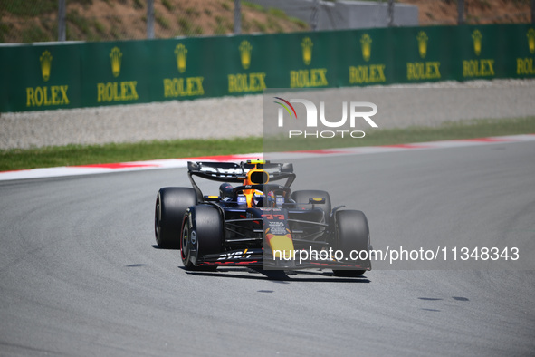 Sergio Perez of Red Bull Racing Honda is driving his single-seater during free practice of the Spanish GP, the 10th round of the Formula 1 W...