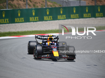 Sergio Perez of Red Bull Racing Honda is driving his single-seater during free practice of the Spanish GP, the 10th round of the Formula 1 W...