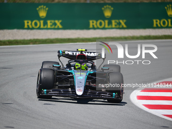 Lewis Hamilton of Mercedes-AMG Petronas F1 Team is driving his single-seater during free practice of the Spanish GP, the 10th round of the F...