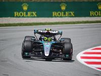 Lewis Hamilton of Mercedes-AMG Petronas F1 Team is driving his single-seater during free practice of the Spanish GP, the 10th round of the F...