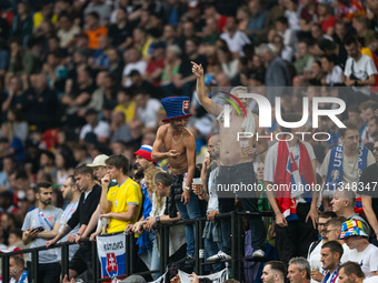 Fans of Slovakia are celebrating  during the UEFA EURO 2024 group stage match between Slovakia and Ukraine at Dusseldorf Arena on June 21, 2...