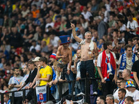 Fans of Slovakia are celebrating  during the UEFA EURO 2024 group stage match between Slovakia and Ukraine at Dusseldorf Arena on June 21, 2...