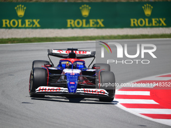 Daniel Ricciardo of Visa Cash-Up Racing Bulls is driving his single-seater during free practice of the Spanish GP, the 10th round of the For...