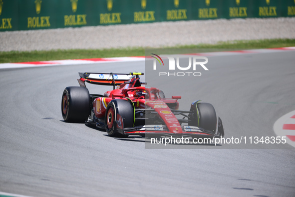 Carlos Sainz of Scuderia Ferrari is driving his single-seater during free practice of the Spanish GP, the 10th round of the Formula 1 World...