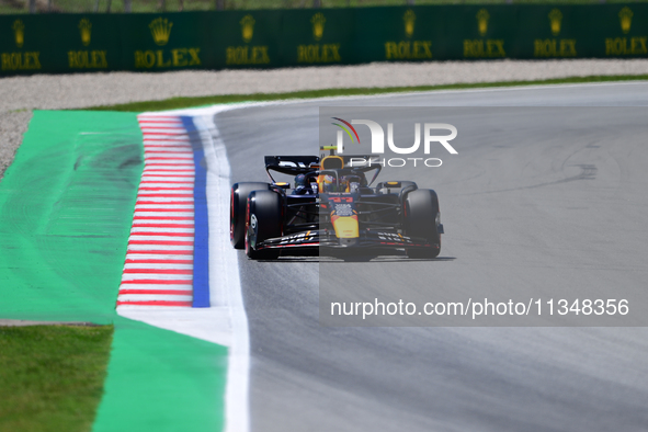 Sergio Perez of Red Bull Racing Honda is driving his single-seater during free practice of the Spanish GP, the 10th round of the Formula 1 W...