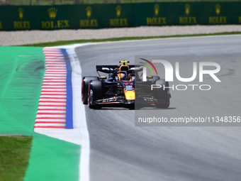 Sergio Perez of Red Bull Racing Honda is driving his single-seater during free practice of the Spanish GP, the 10th round of the Formula 1 W...