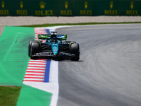 Fernando Alonso of Aston Martin Cognizant F1 Team is driving his single-seater during free practice of the Spanish GP, the 10th round of the...