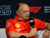 Frederic Vasseur of Scuderia Ferrari is speaking during the official team principal press conference of the Spanish GP, the 10th round of th...