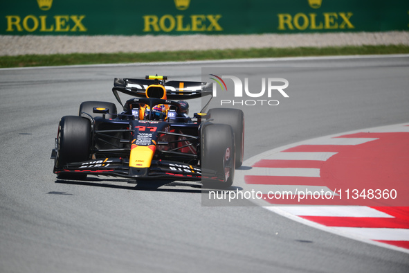 Sergio Perez of Red Bull Racing Honda is driving his single-seater during free practice of the Spanish GP, the 10th round of the Formula 1 W...