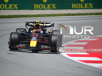 Sergio Perez of Red Bull Racing Honda is driving his single-seater during free practice of the Spanish GP, the 10th round of the Formula 1 W...