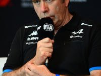 Bruno Famin of Alpine F1 Team is speaking during the official team principal press conference of the Spanish GP, the 10th round of the Formu...