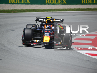 Sergio Perez of Red Bull Racing Honda is driving his single-seater during free practice of the Spanish GP, the 10th round of the Formula 1 W...