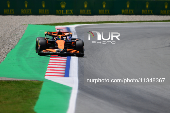 Oscar Piastri of McLaren F1 Team is driving his single-seater during free practice of the Spanish GP, the 10th round of the Formula 1 World...