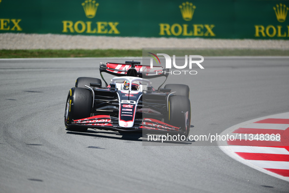 Kevin Magnussen of Haas F1 Team is driving his single-seater during free practice of the Spanish GP, the 10th round of the Formula 1 World C...