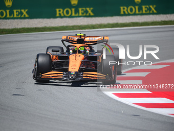 Lando Norris of the McLaren F1 Team is driving his single-seater during free practice of the Spanish GP, the 10th round of the Formula 1 Wor...