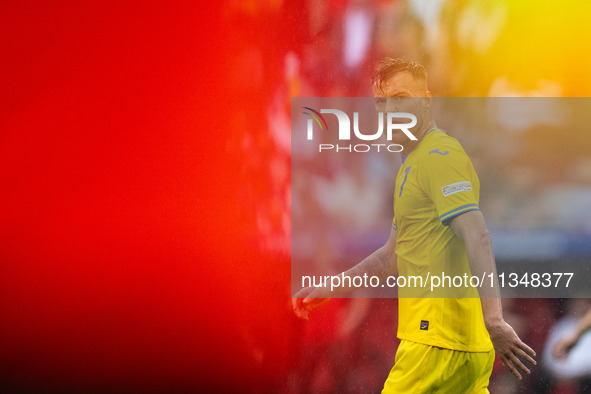 Andriy Yarmolenko of Ukraine is looking on  during the UEFA EURO 2024 group stage match between Slovakia and Ukraine at Dusseldorf Arena on...