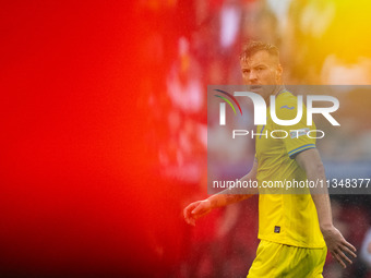 Andriy Yarmolenko of Ukraine is looking on  during the UEFA EURO 2024 group stage match between Slovakia and Ukraine at Dusseldorf Arena on...