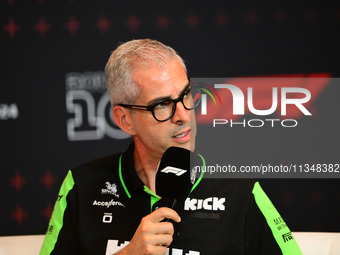 Alessandro Alunni Bravi of Kick Sauber F1 Team is speaking during the official team principal press conference of the Spanish GP, the 10th r...