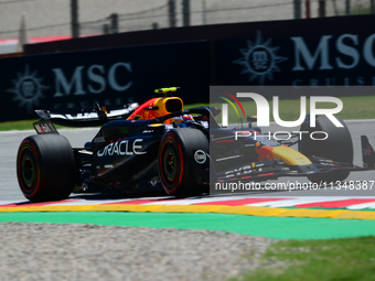 Sergio Perez of Red Bull Racing Honda is driving his single-seater during free practice of the Spanish GP, the 10th round of the Formula 1 W...