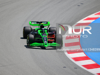 Guanyu Zhou of Stake F1 Team KICK Sauber is driving his single-seater during free practice of the Spanish GP, the 10th round of the Formula...