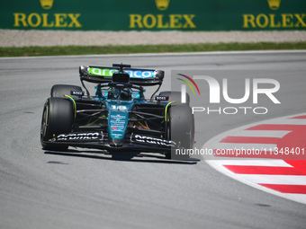 Lance Stroll of Aston Martin Cognizant F1 Team is driving his single-seater during free practice of the Spanish GP, the 10th round of the Fo...