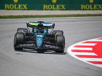 Lance Stroll of Aston Martin Cognizant F1 Team is driving his single-seater during free practice of the Spanish GP, the 10th round of the Fo...