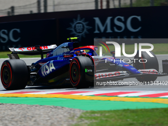 Yuki Tsunoda of Visa Cash-Up Racing Bulls is driving his single-seater during free practice of the Spanish GP, the 10th round of the Formula...