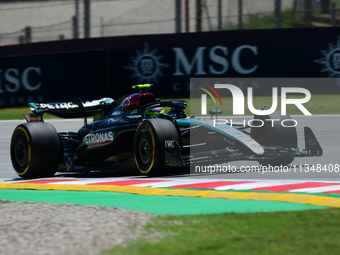 Lewis Hamilton of Mercedes-AMG Petronas F1 Team is driving his single-seater during free practice of the Spanish GP, the 10th round of the F...