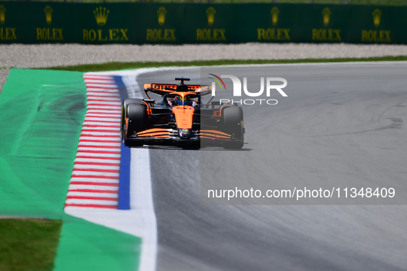 Oscar Piastri of McLaren F1 Team is driving his single-seater during free practice of the Spanish GP, the 10th round of the Formula 1 World...