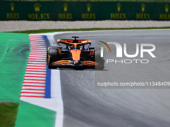 Oscar Piastri of McLaren F1 Team is driving his single-seater during free practice of the Spanish GP, the 10th round of the Formula 1 World...