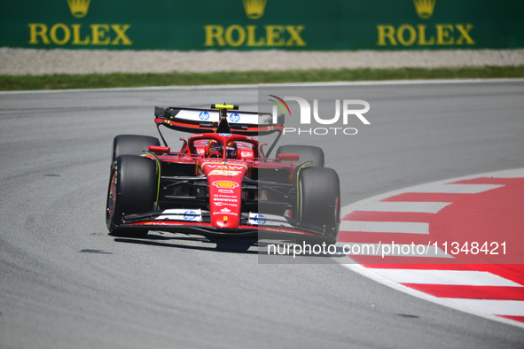 Carlos Sainz of Scuderia Ferrari is driving his single-seater during free practice of the Spanish GP, the 10th round of the Formula 1 World...