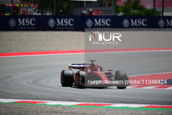 Charles Leclerc of Scuderia Ferrari is driving his single-seater during free practice of the Spanish GP, the 10th round of the Formula 1 Wor...