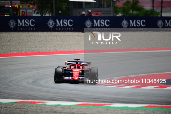 Charles Leclerc of Scuderia Ferrari is driving his single-seater during free practice of the Spanish GP, the 10th round of the Formula 1 Wor...