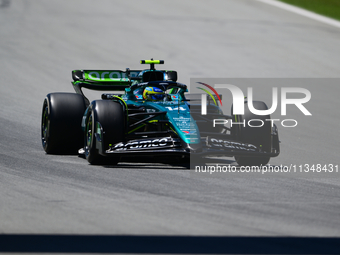 Fernando Alonso of Aston Martin Cognizant F1 Team is driving his single-seater during free practice of the Spanish GP, the 10th round of the...