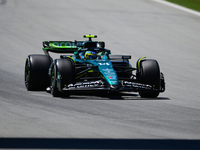 Fernando Alonso of Aston Martin Cognizant F1 Team is driving his single-seater during free practice of the Spanish GP, the 10th round of the...