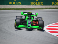 Guanyu Zhou of Stake F1 Team KICK Sauber is driving his single-seater during free practice of the Spanish GP, the 10th round of the Formula...