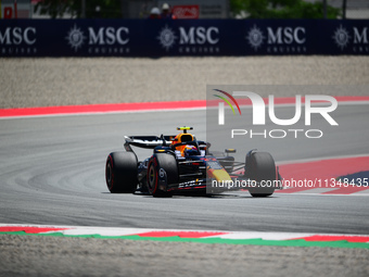 Sergio Perez of Red Bull Racing Honda is driving his single-seater during free practice of the Spanish GP, the 10th round of the Formula 1 W...