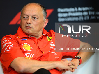 Frederic Vasseur of Scuderia Ferrari is speaking during the official team principal press conference of the Spanish GP, the 10th round of th...