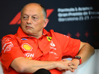 Frederic Vasseur of Scuderia Ferrari is speaking during the official team principal press conference of the Spanish GP, the 10th round of th...