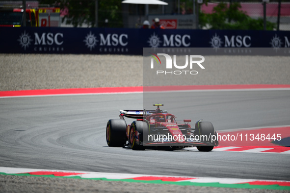 Carlos Sainz of Scuderia Ferrari is driving his single-seater during free practice of the Spanish GP, the 10th round of the Formula 1 World...