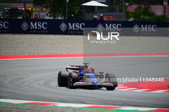 Daniel Ricciardo of Visa Cash-Up Racing Bulls is driving his single-seater during free practice of the Spanish GP, the 10th round of the For...