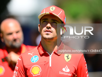 Charles Leclerc of Scuderia Ferrari is walking during free practice of the Spanish GP, the 10th round of the Formula 1 World Championship 20...