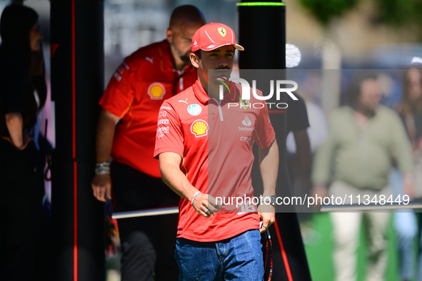 Charles Leclerc of Scuderia Ferrari is walking during free practice of the Spanish GP, the 10th round of the Formula 1 World Championship 20...