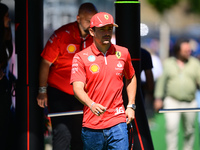 Charles Leclerc of Scuderia Ferrari is walking during free practice of the Spanish GP, the 10th round of the Formula 1 World Championship 20...