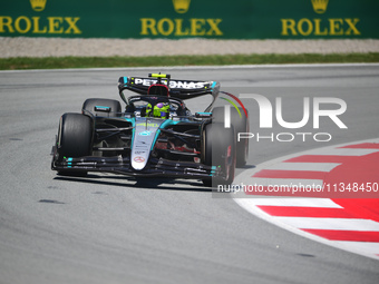 Lewis Hamilton of Mercedes-AMG Petronas F1 Team is driving his single-seater during free practice of the Spanish GP, the 10th round of the F...