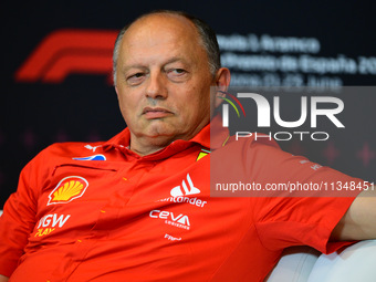 Frederic Vasseur of Scuderia Ferrari is speaking during the official team principal press conference of the Spanish GP, the 10th round of th...