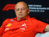 Frederic Vasseur of Scuderia Ferrari is speaking during the official team principal press conference of the Spanish GP, the 10th round of th...