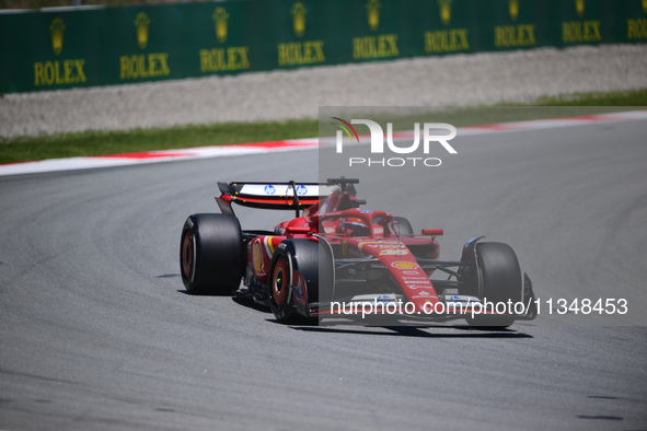 Charles Leclerc of Scuderia Ferrari is driving his single-seater during free practice of the Spanish GP, the 10th round of the Formula 1 Wor...