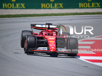 Charles Leclerc of Scuderia Ferrari is driving his single-seater during free practice of the Spanish GP, the 10th round of the Formula 1 Wor...